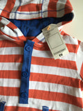 Brand New M&S Baby Boys Red White Striped Hooded Romper - Boys 9-12m