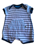Mothercare Tiny Baby White Navy/Blue Soft Jersey Striped Romper - Boys Newborn