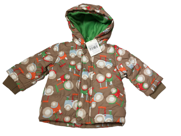 Brand New Tu Baby Brown Tractor Print Hooded Coat Boys 0 3m
