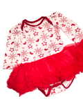 Adorable Red & White Baby Girl Christmas Dress Outfit - Girls 0-3m