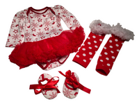 Adorable Red & White Baby Girl Christmas Dress Outfit - Girls 0-3m