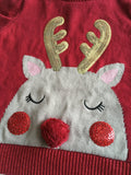 Primark Sequin Pom Pom Reindeer Christmas Jumper - Girls 12-18m