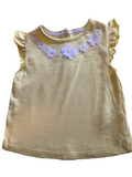F&F Yellow Sun Top With White Floral Design - Girls 3-6m