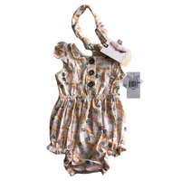 Brand New Jessica Simpson Baby Short Ruffle Romper & Headband Outfit - Girls 3-6m