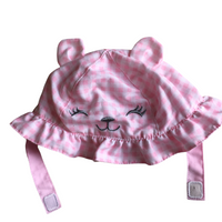F&F Baby Pink Girls Checked Frilly Summer Sun Hat with Chin Strap - Girls 3-6m