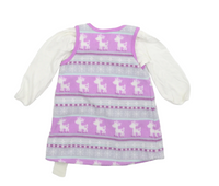Brand New George Purple Winter Fleece Fair Isle Dress & Top Outfit - Girls 6-9m