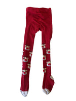 Girls Red Reindeer Print Knitted Christmas Tights - Girls 3-4yrs