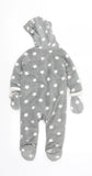 M&S Grey & White Star Print Soft Fleece Snowsuit with Mittens - Unisex 9-12m