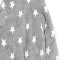 M&S Grey & White Star Print Soft Fleece Snowsuit with Mittens - Unisex 9-12m