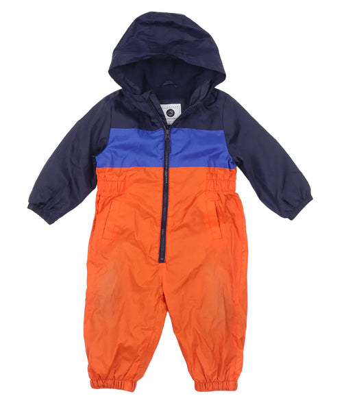 Tu Colourblock Navy/Orange/Blue Waterproof Puddlesuit Rain Suit Snowsuit - Boys 12-18m