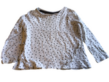 Tu White L/S Top with Black Mottled Spots and Frills - Girls 12-18m