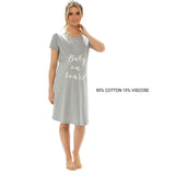 Brand New Grey Baby on Board Slogan Cotton Rich Nightshirt Nightie Nightdress - Size Maternity UK 8-22