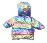 Billieblush Rainbow Iridescent Holographic Hooded Puffer Jacket - Girls 3m