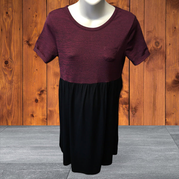 Blooming Marvellous Maroon Black Stretch Jersey T-Shirt Dress - Size Maternity UK 10