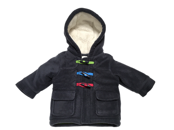Bluezoo Baby Navy Thick Fleece Duffle Coat with Hood - Boys 3-6m