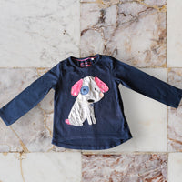 Bluezoo Girls Navy Blue L/S Top with Puppy Applique - Girls 3-4yrs