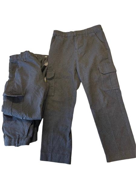 Boys 3 x Grey School Trousers Cargo Style Bundle - Preloved