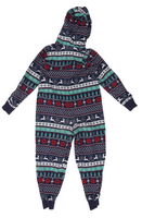 M&S Cotton Navy/Green/White/Red Boys Christmas Onesie with Hood - Boys 9-10yrs