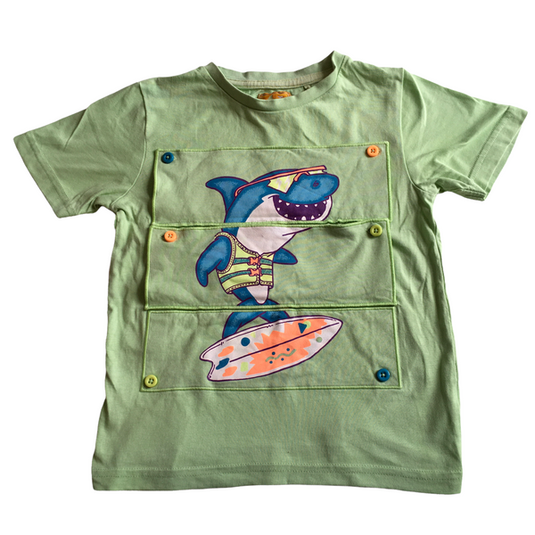 Tu Green Top with Interchangeable Dinosaur/Shark Design - Boys 3-4yrs