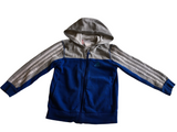 Adidas Blue & Grey Classic Stripe Zip Up Hoodie Tracksuit Jumper - Boys 5-6yrs