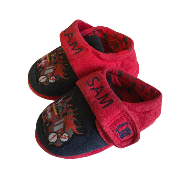 Fireman Sam Boys Red/Navy Velcro Slippers - Boys Size Infant UK 4 EUR 20