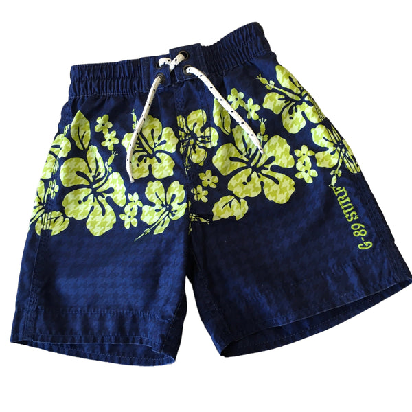 Baby Gap Navy & Green Floral Print Boys Swim Board Shorts - Boys 18-24m