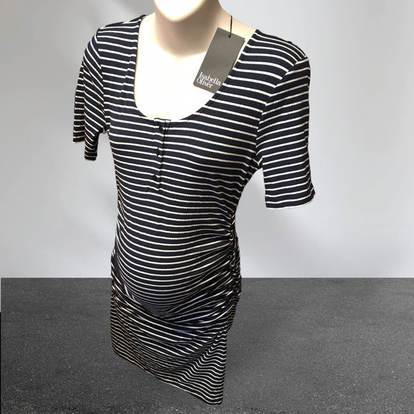 Brand New Isabella Oliver Maternity Breton Ribbed S/S T-Shirt Dress - Size Maternity 2 UK 10