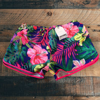 Brand New Next Girls Pink Multi Tropical Floral Print Shorts - Girls 9yrs