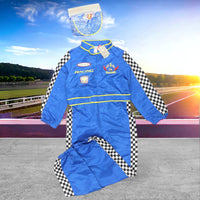 Brand New Tu Blue Racing Car Driver 2 Piece Suit & Hat Fancy Dress Costume - Boys 9-10yrs
