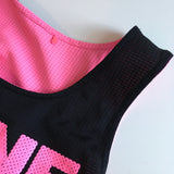 Tu Girls Black/Neon Pink Shine Bright Mesh Sports Vest Top - Girls 9yrs