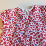 George Red & Blue Hearts Print S/S Top - Girls 3-6m