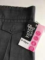 Brand New Girls Grey Kick Pleat School Skirt with Adjustable Waist - Girls 9-10yrs