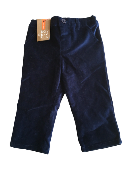 Brand New John Lewis Baby Dark Blue Velvet Party Trousers - Boys 6-9m
