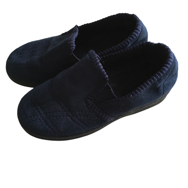 Navy Blue Classic Style Boys Slippers with Rubber Sole - Boys Size Infant UK 11