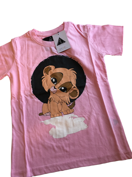 Brand New Adam & Louisa Pink T-Shirt with Lion Motif - Girls 8yrs