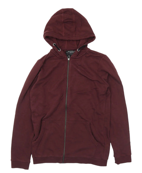 Brand New Tu Burgundy Plain Zip-through Hoodie Jumper Unisex