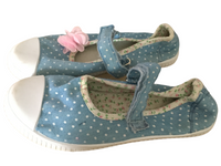 Walkright Girls Blue Canvas Pumps Shoes Spotty - Girls Size Infant UK 11