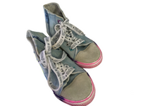 Next Girls Denim High Top Canvas Trainers with Rainbow Sole - Size Infant UK 10