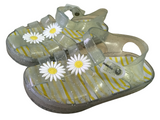Girls Clear Glitter Jelly Sandals with Daisies - Size Infant UK 7