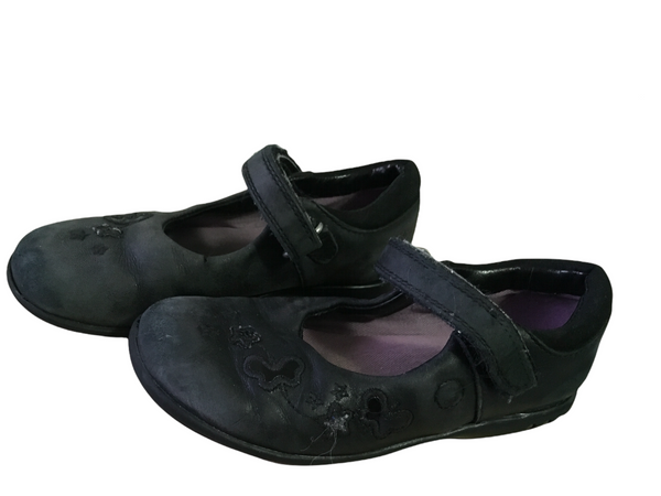 Clarks Girls Black Butterflies & Stars Velcro Leather Shoes - Size Infant UK 9 F