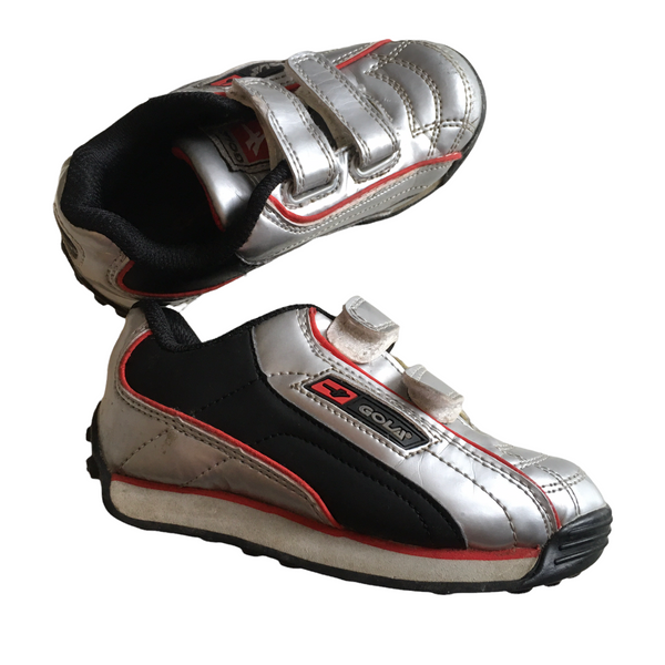 Gola Silver Black & Red Double Velcro Strap Trainers - Boys Size Infant UK 8 EUR 26