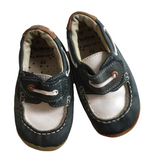 Bobux New Zealand Leather Navy Boat Style Toddler Shoes - Boys Infant Size UK 5 EUR 22