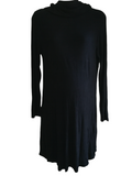 River Island Black Ribbed Polo Neck Stretch Bodycon Dress - Size Maternity UK 14