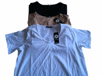 Brand New Boohoo Maternity 3 Pack of White/Black/Tan V Neck T Shirts Bundle - Size Maternity UK 14