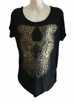 Evie Maternity Black /Gold Leopard Design Top - Size Maternity UK 14