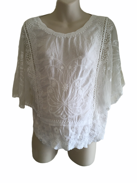 New Look Maternity White Summer Cape Top - Size Maternity UK 12