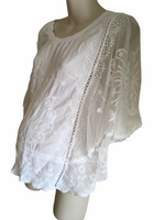 New Look Maternity White Summer Cape Top - Size Maternity M UK 12-14