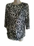 Dorothy Perkins Maternity Black/White Leopard Print Stretch 3/4 Sleeve Top - Size Maternity UK 12