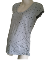 Blooming Marvellous Grey Spotty S/S Scoop Neck Top - Size Maternity M UK 12-14