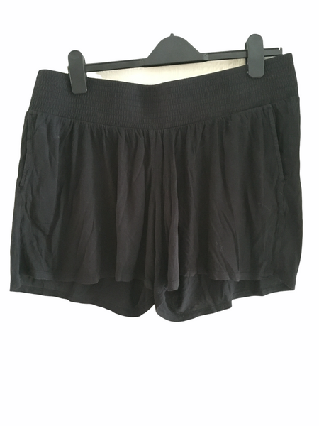 H&M Mama Plain Black Shorts with Elasticated Waistband - Size Maternity XL UK 20-22